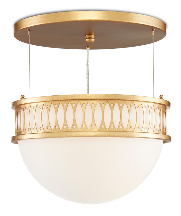 Currey and Company 9000-0834 One Light Pendant, Contemporary Gold Leaf/Painted Contemporary Gold