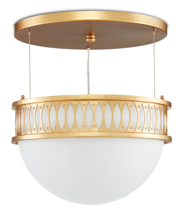 Currey and Company 9000-0834 One Light Pendant, Contemporary Gold Leaf/Painted Contemporary Gold