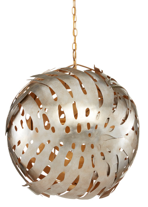 Currey and Company 9000-0841 Three Light Chandelier, Contemporary Silver Leaf/Contemporary Gold Leaf