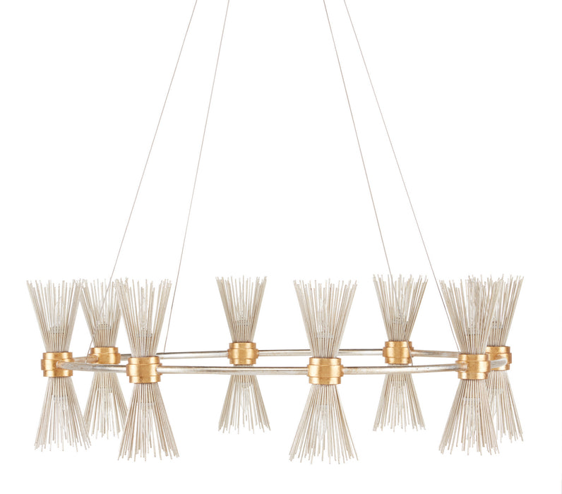 Currey and Company 9000-0842 16 Light Chandelier, Contemporary Gold Leaf/Contemporary Silver Leaf