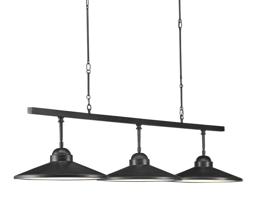 Currey and Company 9000-0858 Three Light Chandelier, Black Bronze/White