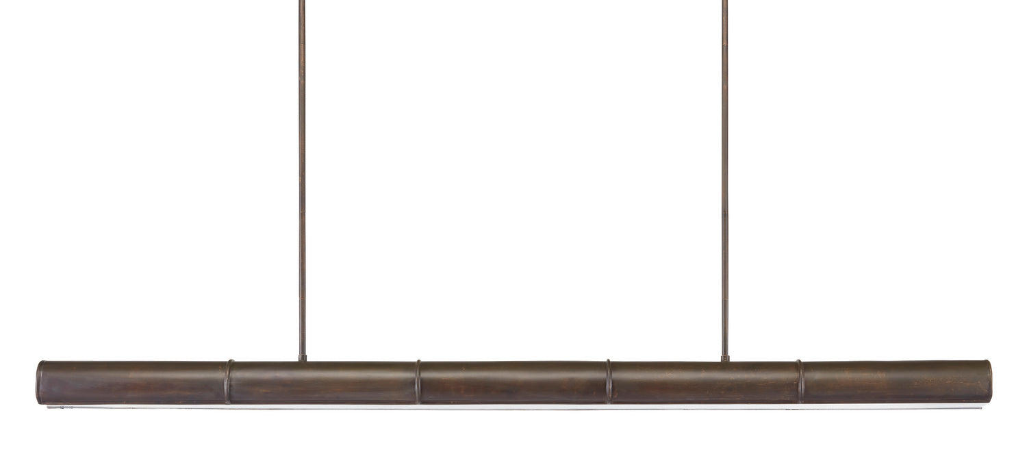Currey and Company 9000-0862 Five Light Linear Chandelier, Bronze Verdigris/White