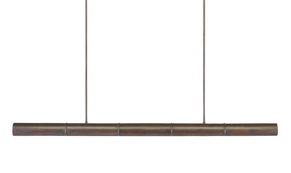 Currey and Company 9000-0862 Five Light Linear Chandelier, Bronze Verdigris/White