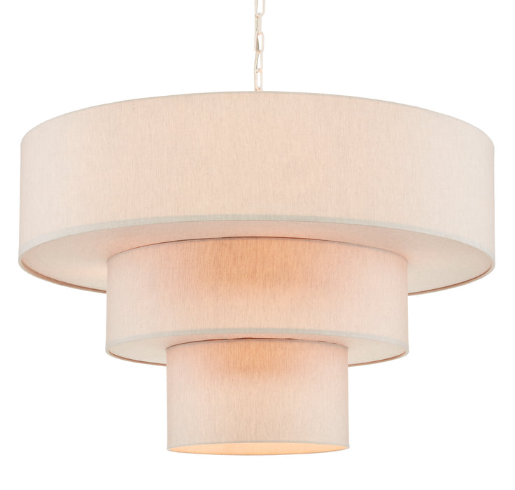 Currey and Company 9000-0866 Nine Light Chandelier, White/Linen