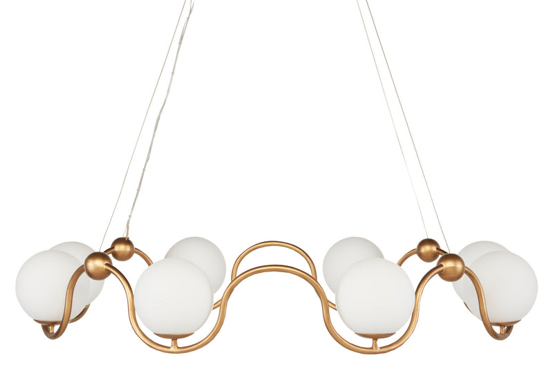Currey and Company 9000-0878 Eight Light Chandelier, Antique Brass/White