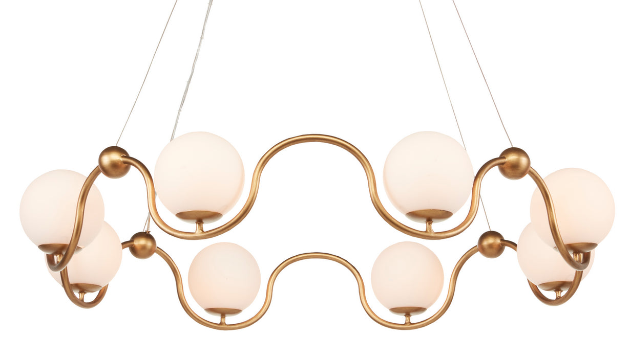 Currey and Company 9000-0878 Eight Light Chandelier, Antique Brass/White