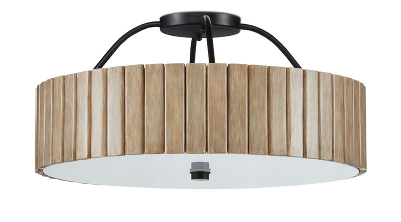 Currey and Company 9999-0058 One Light Semi-Flush Mount, Taupe/Black