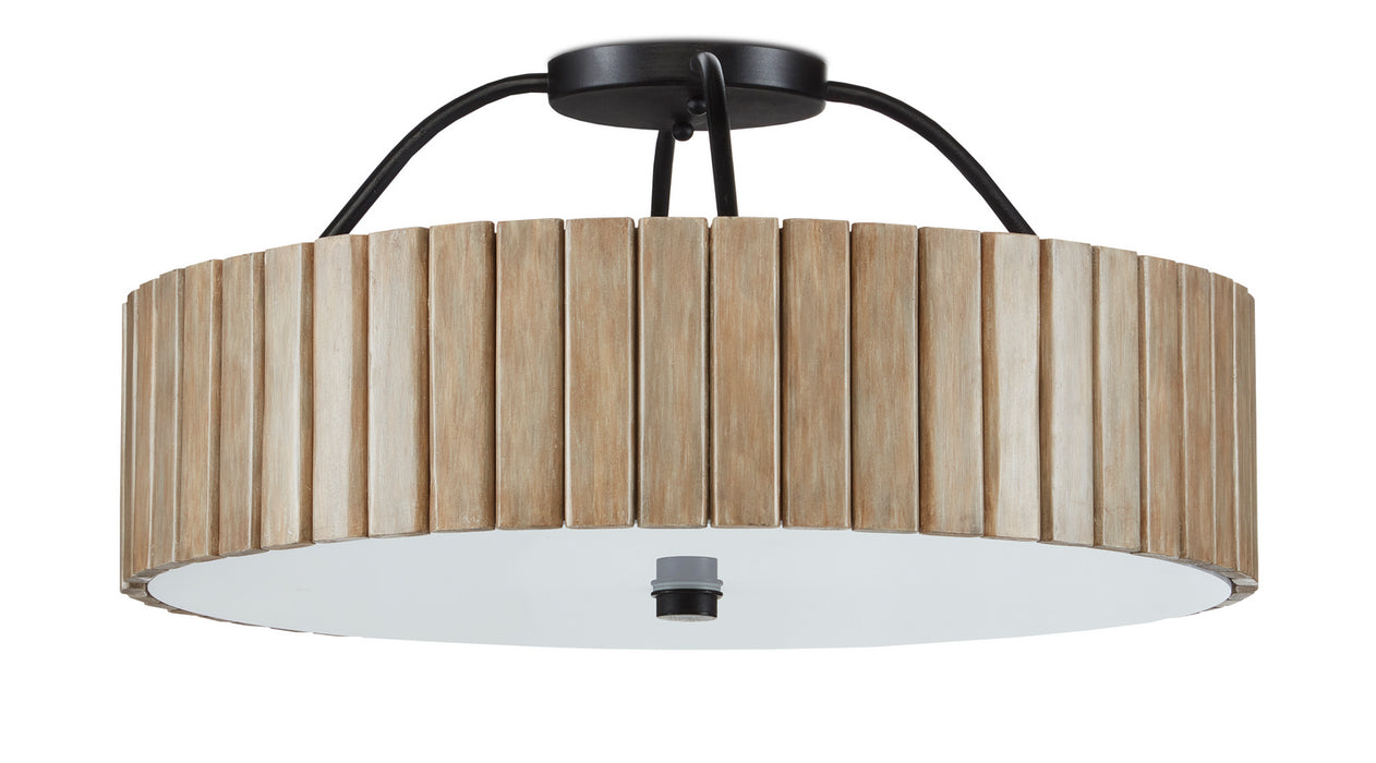 Currey and Company 9999-0058 One Light Semi-Flush Mount, Taupe/Black
