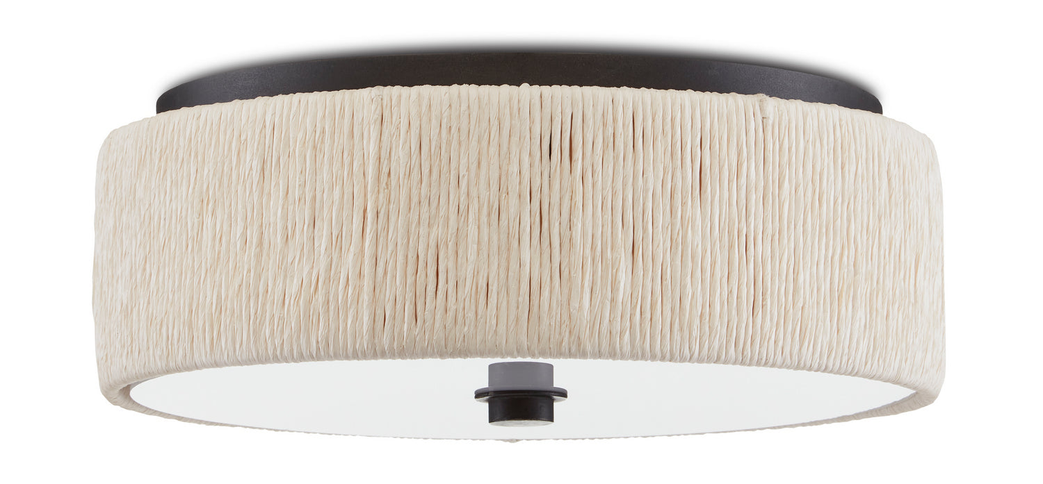 Currey and Company 9999-0062 One Light Flush Mount, Natural/Black