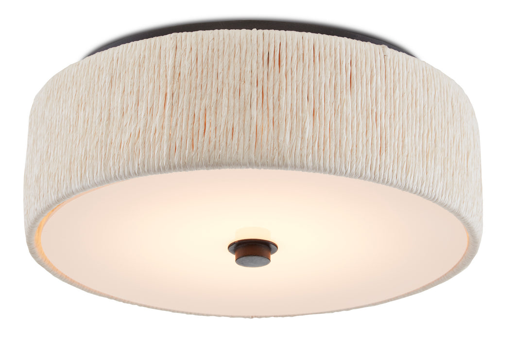 Currey and Company 9999-0062 One Light Flush Mount, Natural/Black