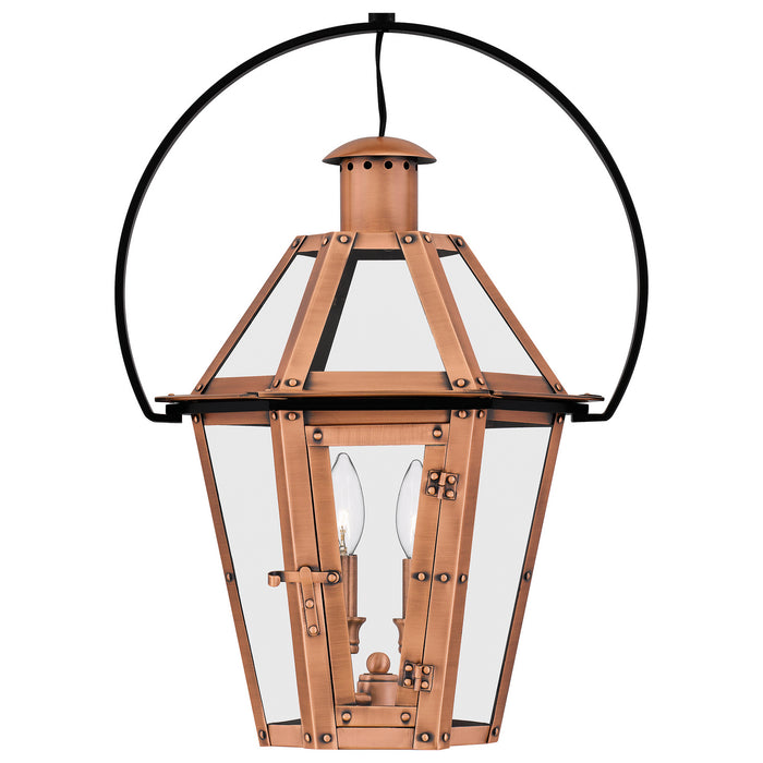 Quoizel BURD1916AC Two Light Outdoor Hanging Lantern, Aged Copper
