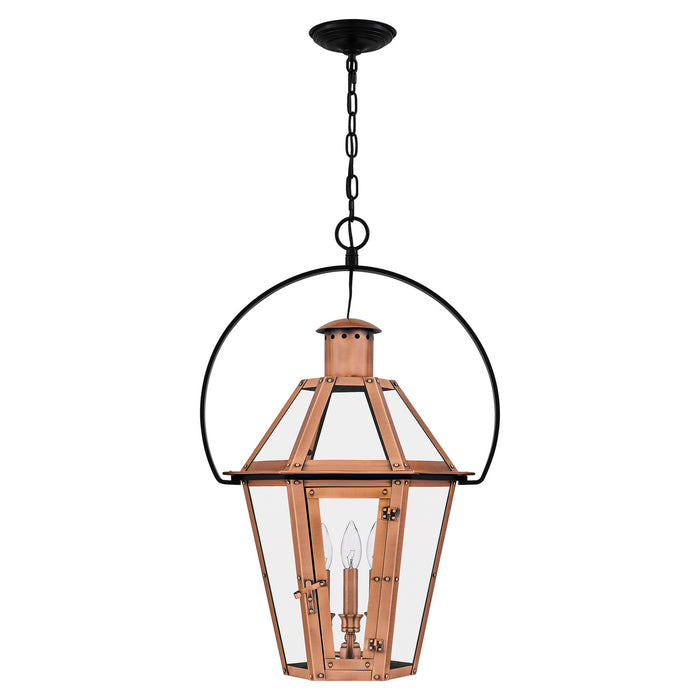 Quoizel BURD1918AC Three Light Outdoor Hanging Lantern, Aged Copper