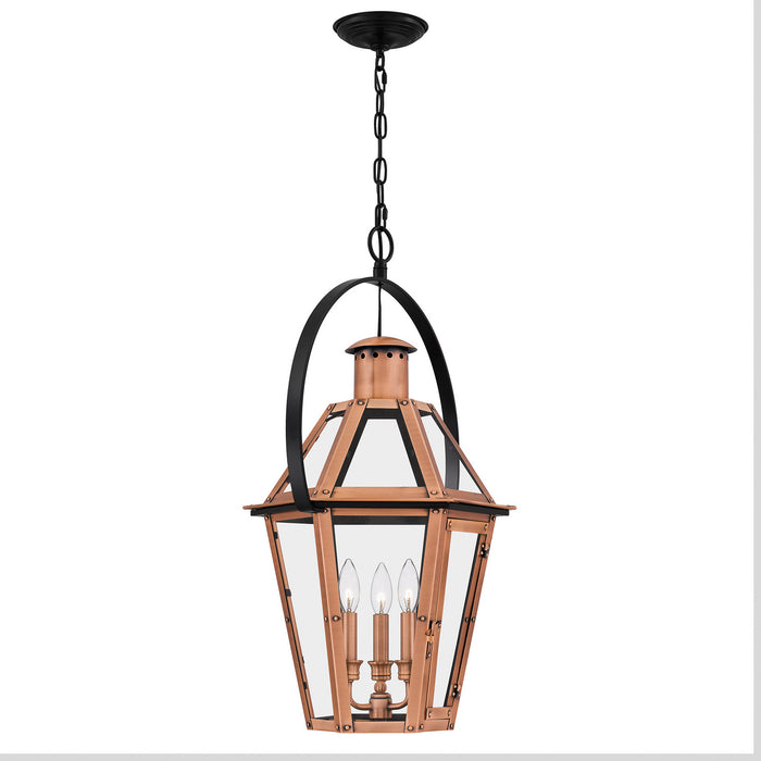 Quoizel BURD1918AC Three Light Outdoor Hanging Lantern, Aged Copper