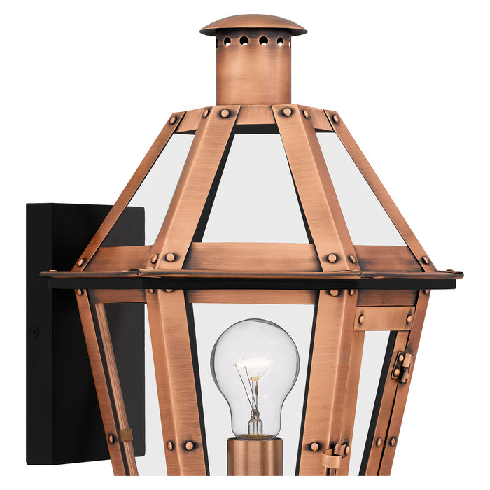 Quoizel BURD8411AC One Light Outdoor Wall Mount, Aged Copper
