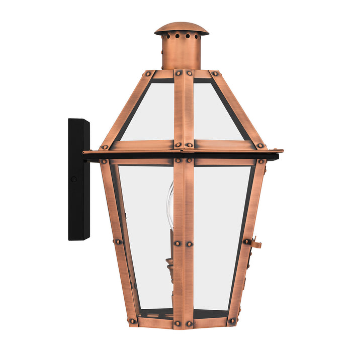 Quoizel BURD8413AC Two Light Outdoor Wall Lantern, Aged Copper