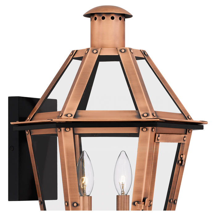 Quoizel BURD8413AC Two Light Outdoor Wall Lantern, Aged Copper