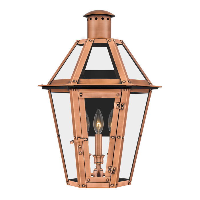 Quoizel BURD8415AC Three Light Outdoor Wall Lantern, Aged Copper