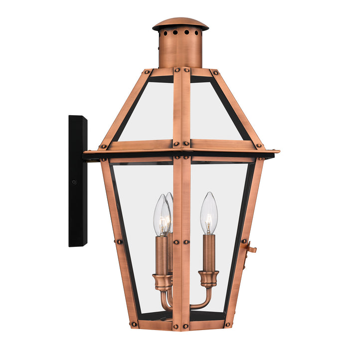 Quoizel BURD8415AC Three Light Outdoor Wall Lantern, Aged Copper