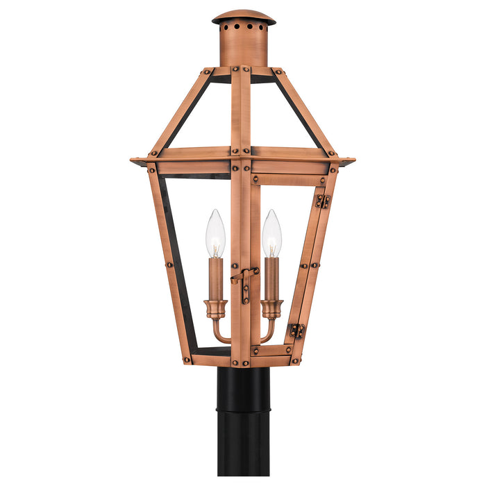Quoizel BURD9015AC Three Light Outdoor Post Lantern, Aged Copper