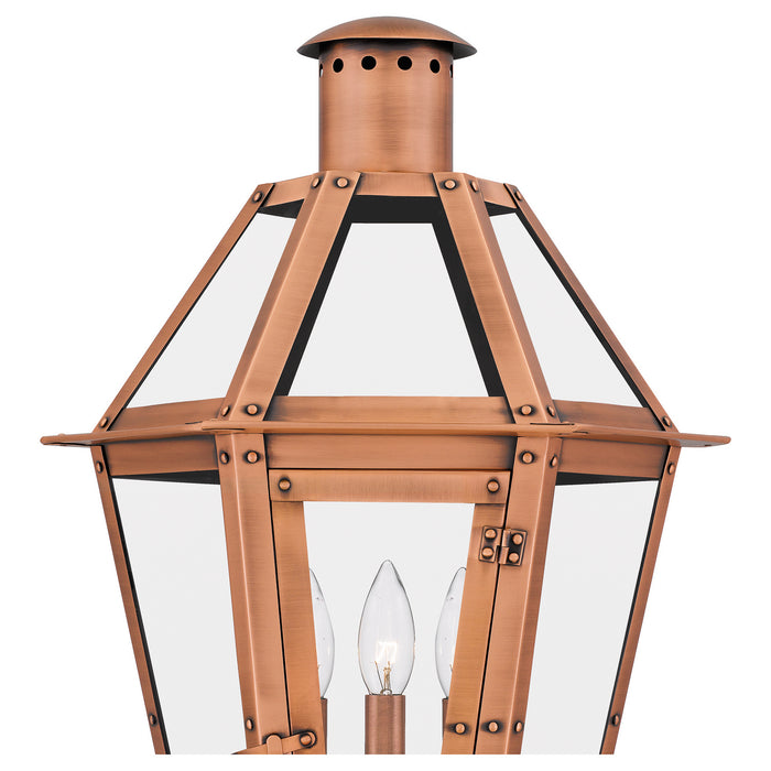 Quoizel BURD9015AC Three Light Outdoor Post Lantern, Aged Copper