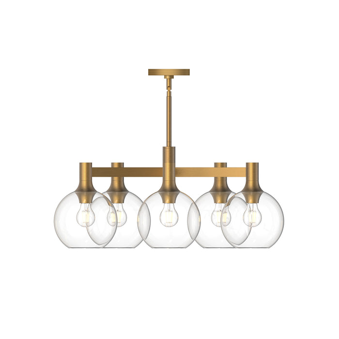 Alora CH506129AGCL Five Light Chandelier, Aged Gold/Clear Glass