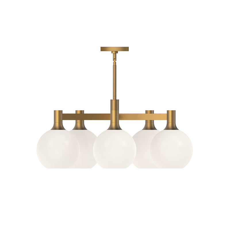 Alora CH506129AGOP Five Light Chandelier, Aged Gold/Opal Matte Glass