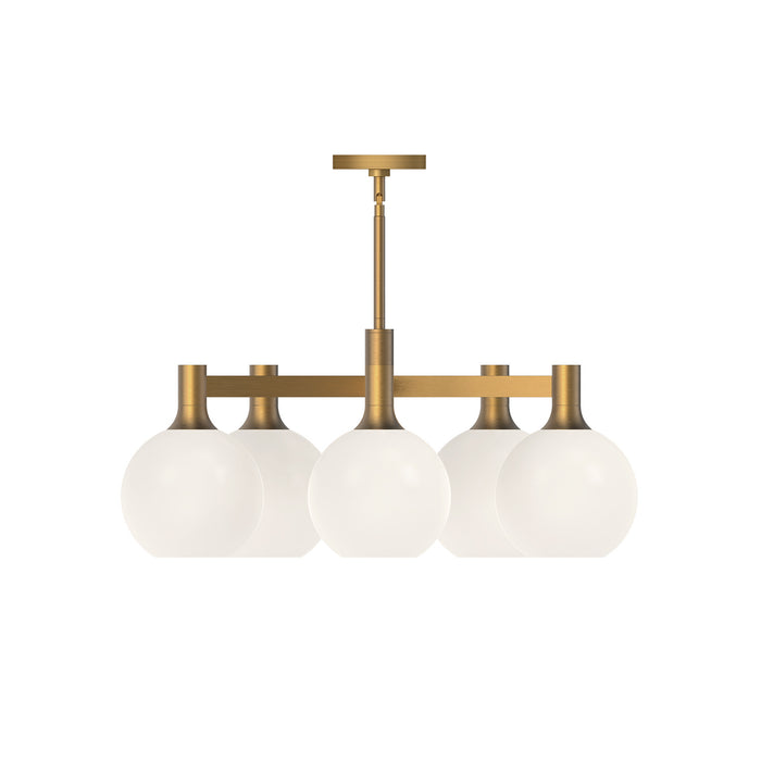 Alora CH506129AGOP Five Light Chandelier, Aged Gold/Opal Matte Glass