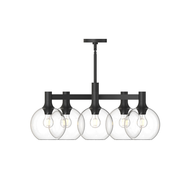 Alora CH506129MBCL Five Light Chandelier, Clear Glass/Matte Black
