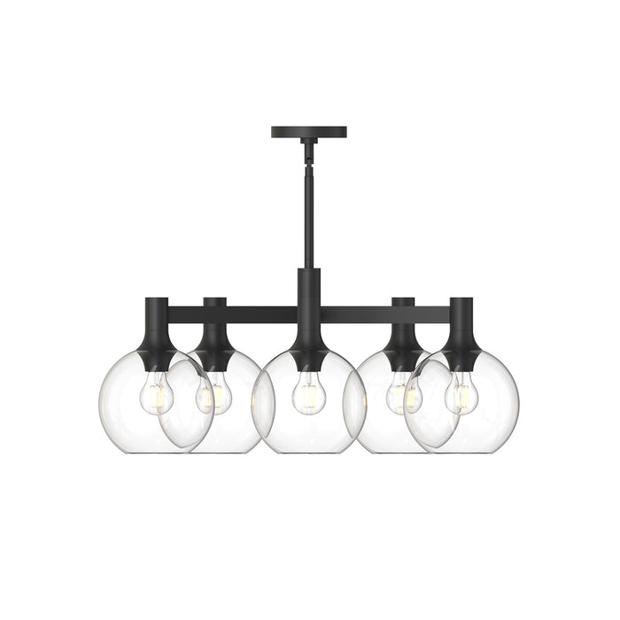 Alora CH506129MBCL Five Light Chandelier, Clear Glass/Matte Black
