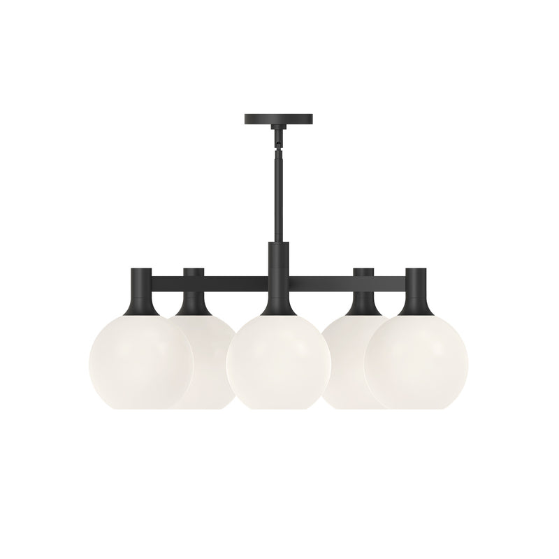 Alora CH506129MBOP Five Light Chandelier, Matte Black/Opal Matte Glass