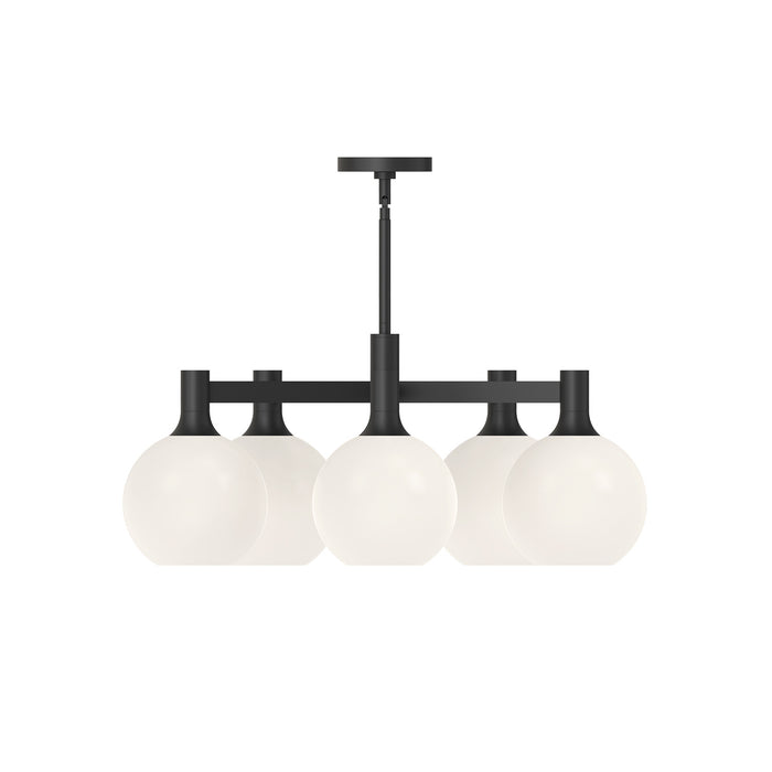 Alora CH506129MBOP Five Light Chandelier, Matte Black/Opal Matte Glass