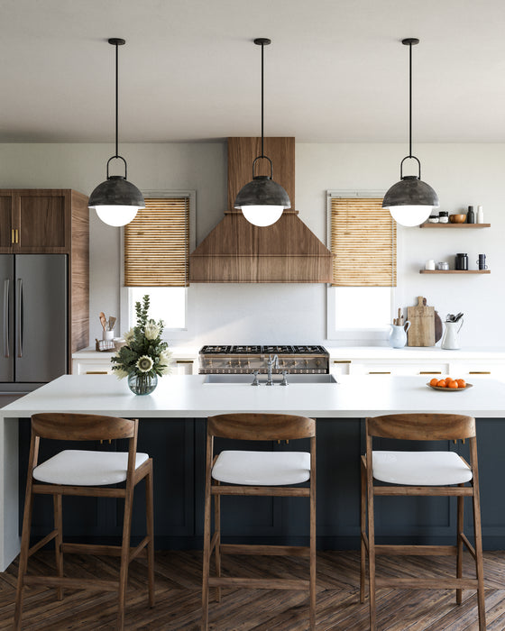 Alora PD507216MBOP One Light Pendant, Matte Black/Opal Matte Glass
