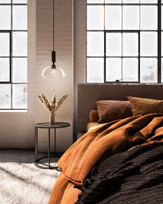Alora PD563012MBCL One Light Pendant, Clear Glass/Matte Black