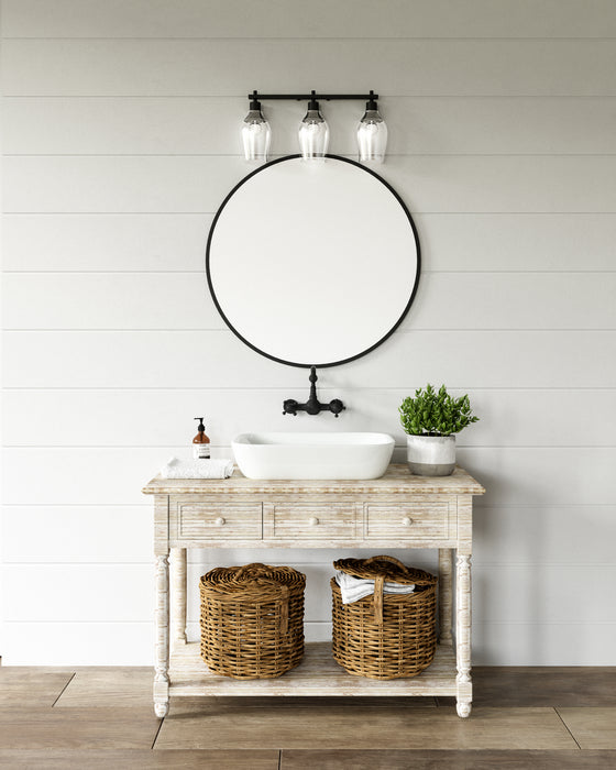 Alora VL538322MBCL Three Light Bathroom Fixtures, Clear Glass/Matte Black