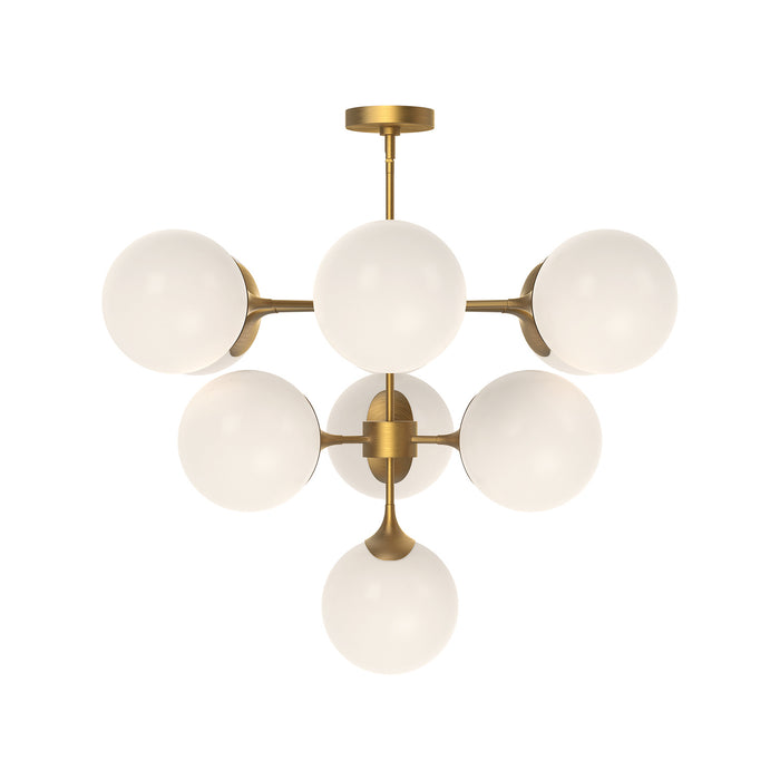 Alora CH505335AGOP Ten Light Chandelier, Aged Gold/Opal Matte Glass