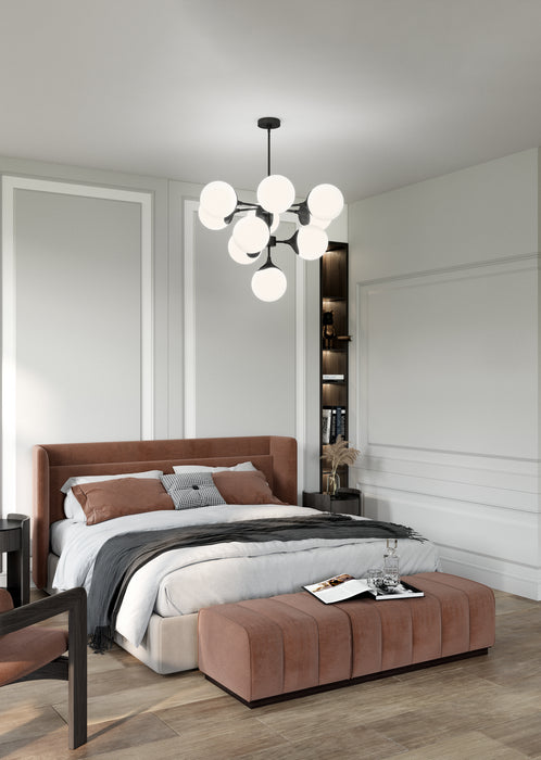 Alora CH505335MBOP Ten Light Chandelier, Matte Black/Opal Matte Glass