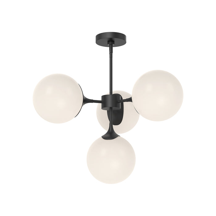Alora CH505426MBOP Four Light Chandelier, Matte Black/Opal Matte Glass