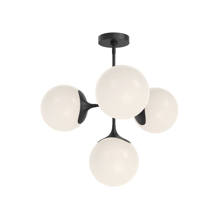 Alora CH505426MBOP Four Light Chandelier, Matte Black/Opal Matte Glass