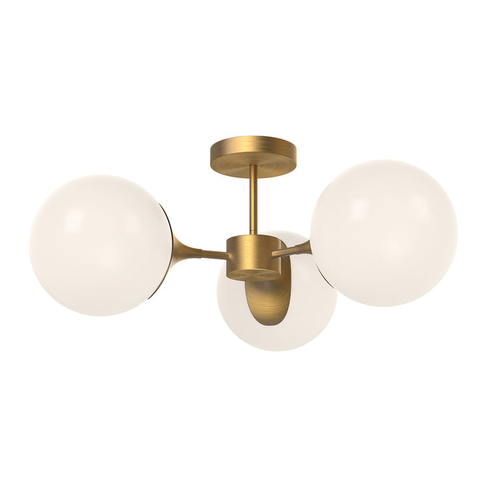 Alora SF505326AGOP Three Light Semi-Flush Mount, Aged Gold/Opal Matte Glass