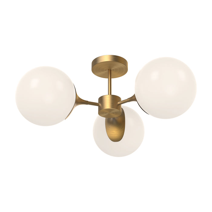 Alora SF505326AGOP Three Light Semi-Flush Mount, Aged Gold/Opal Matte Glass