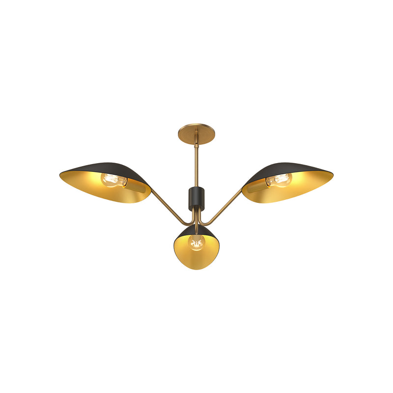 Alora PD550336MBAG Three Light Pendant, Aged Gold/Matte Black