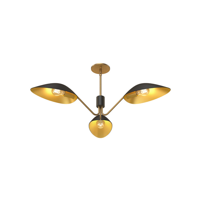 Alora PD550336MBAG Three Light Pendant, Aged Gold/Matte Black