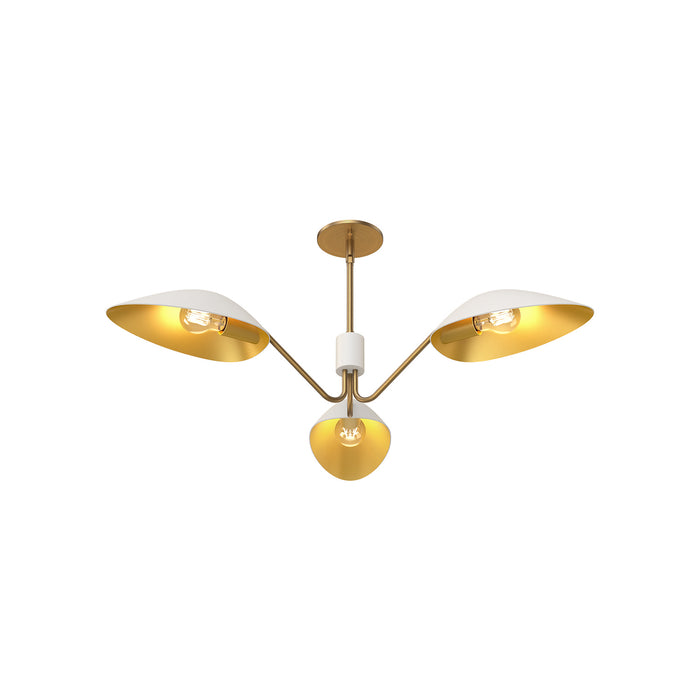 Alora PD550336WHAG Three Light Pendant, Aged Gold/White