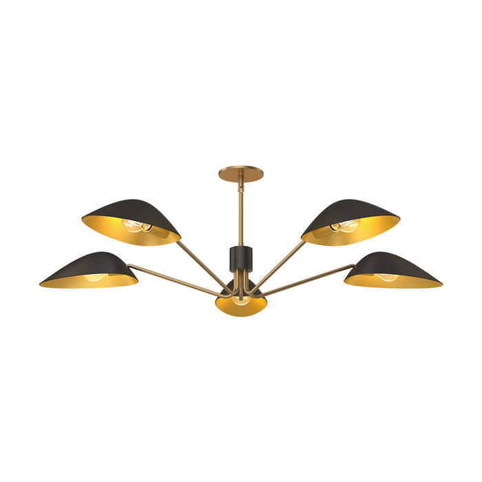 Alora PD550545MBAG Five Light Pendant, Aged Gold/Matte Black