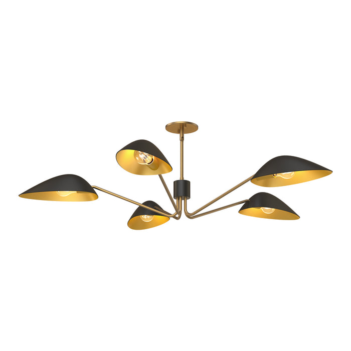 Alora PD550545MBAG Five Light Pendant, Aged Gold/Matte Black