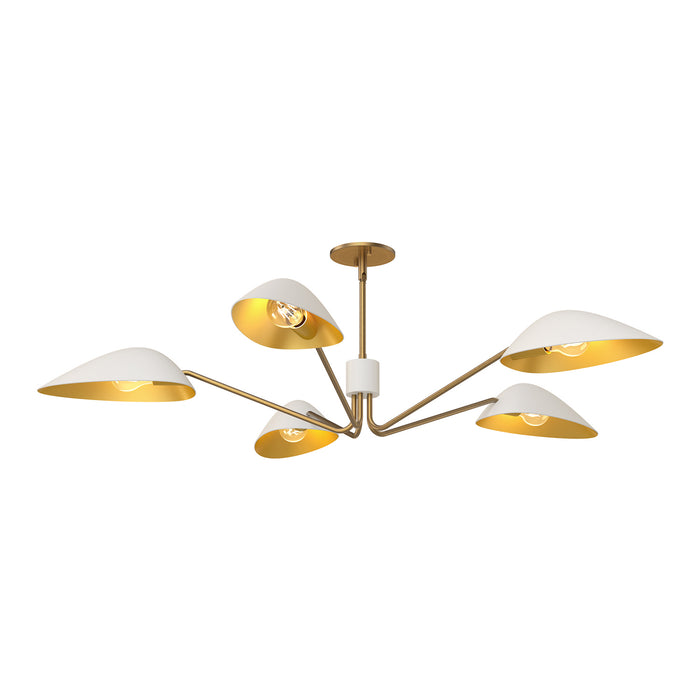 Alora PD550545WHAG Five Light Pendant, Aged Gold/White