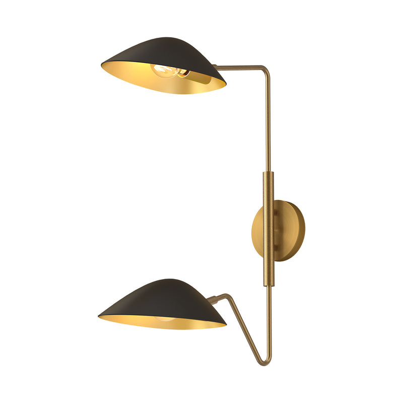 Alora WV550224MBAG Two Light Vanity, Aged Gold/Matte Black