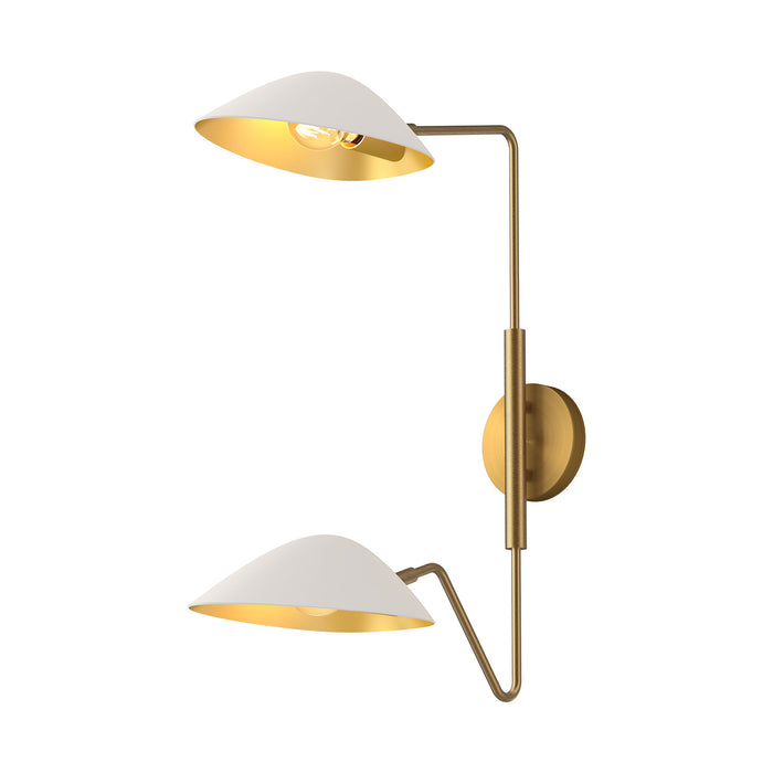 Alora WV550224WHAG Two Light Vanity, Aged Gold/White