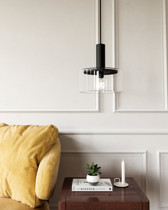 Alora PD535010MBCL One Light Pendant, Clear Glass/Matte Black
