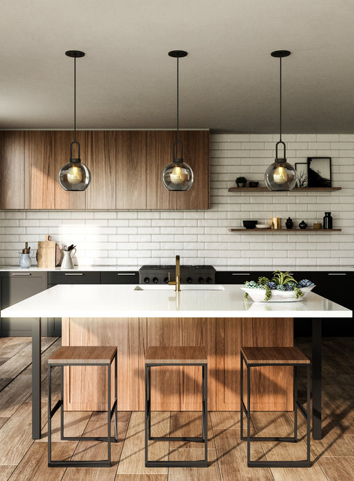 Alora PD401606MBSM One Light Pendant, Matte Black/Smoked Solid Glass